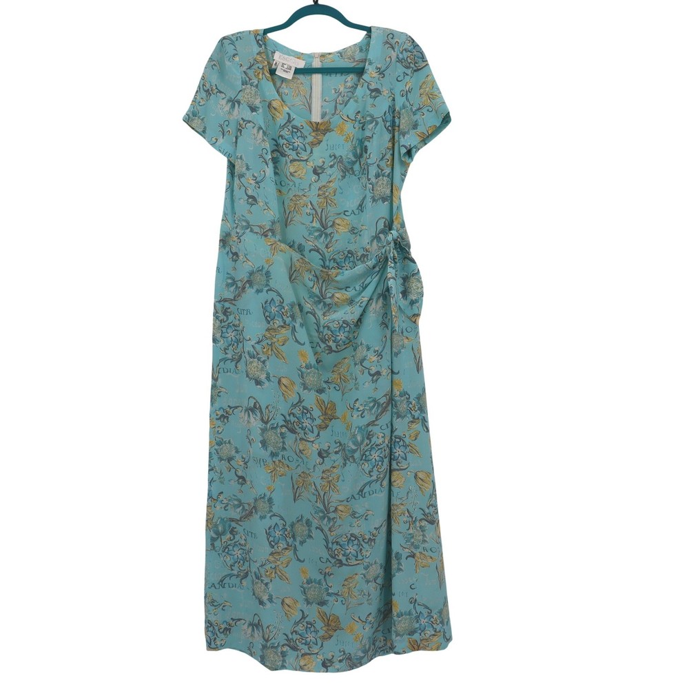Escada Silk Floral Maxi Dress Womens L Blue Designer Margaretha Ley Floral Boho