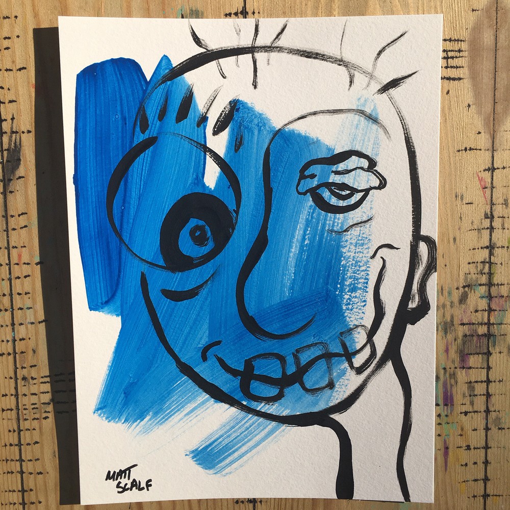 Matt Scalf Face Abstract Street Pop Art Graffiti ORIGINAL PAINTING 9x12 Modern
