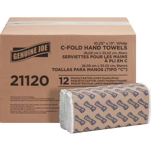 13 In. X 10.1 In. C-Fold Paper Towels (2,400 Sheets per Carton) NEW