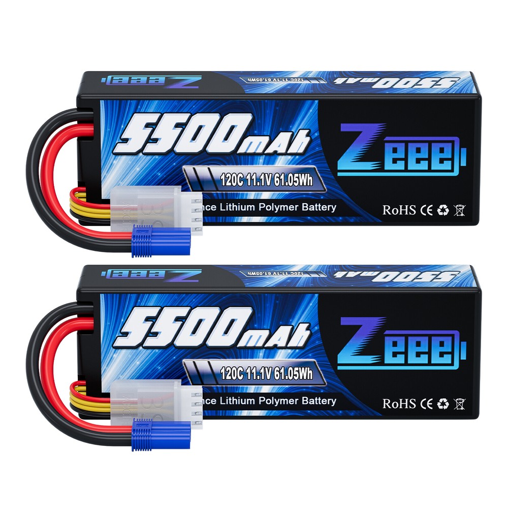 2x Zeee 3S LiPo Battery 5500mAh 11.1V 120C EC5 for RC Car Truck Boat Helicopter
