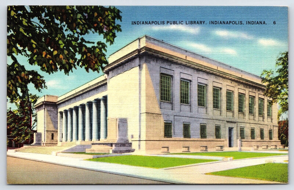 Indianapolis Indiana IN Public Library Building Vintage Postcard