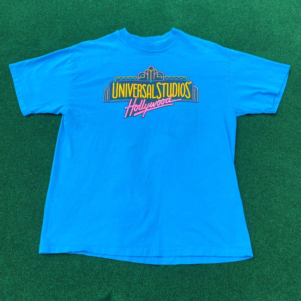 VTG Universal Studios Shirt Mens Large Blue Single Stitch 90s USA Tee Orlando