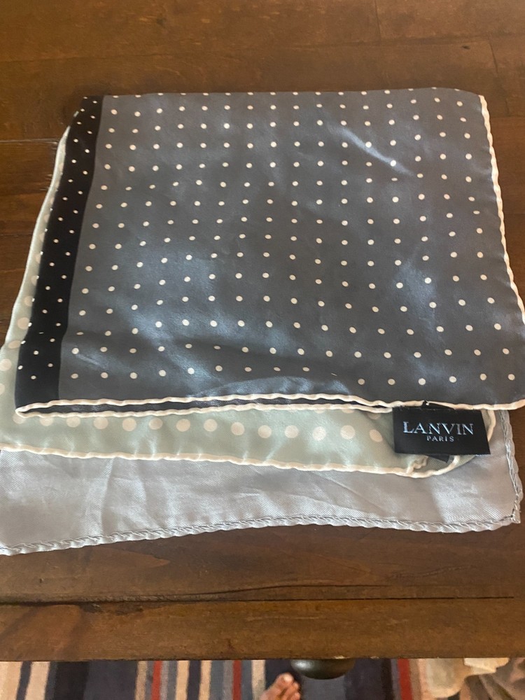 Lot of vintage silk scarves/ pocket squares Lanvin, Echo, YSL, Paul Smith