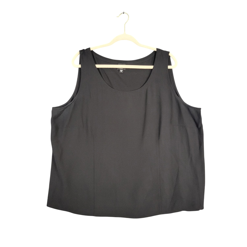 EILEEN FISHER Black 100% Silk Sleeveless Shell Tank Top Minimalist SIZE 2X