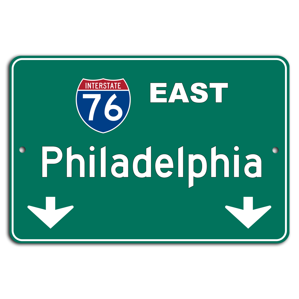 Interstate 76 East Philadelphia Classic Green Route Sign