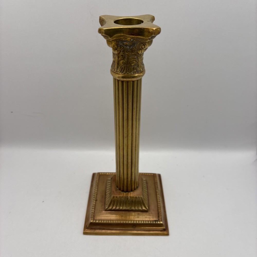 Vintage Brass Corinthian Candle Holders Ornate 8 Inch