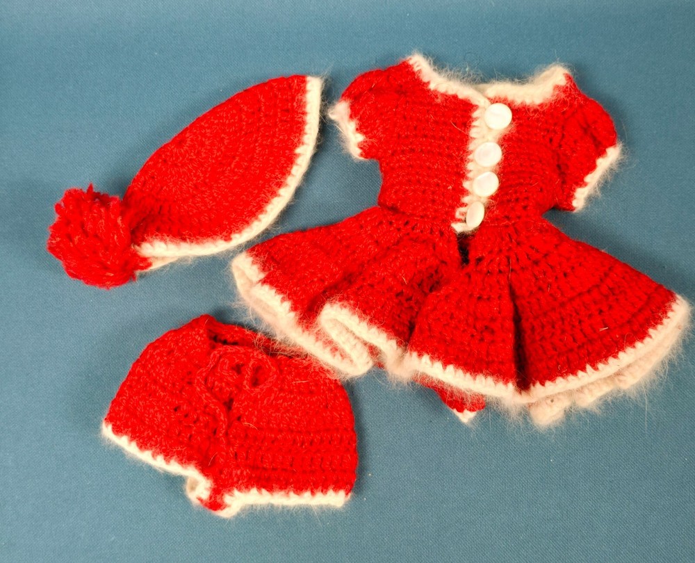 Vintage Red Knit with White Angora Trim 14” Ice Skater Doll Mary Hoyer Outfit
