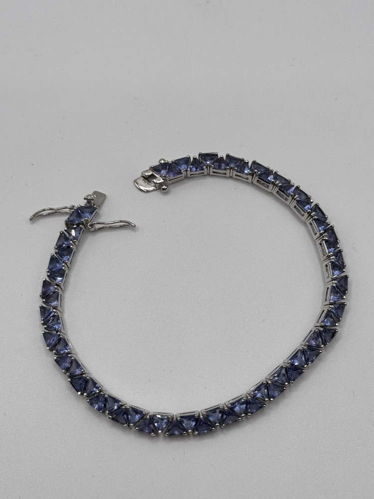 Ross Simons Sterling Silver Triangle Cut CZ Tennis Bracelet XXXL