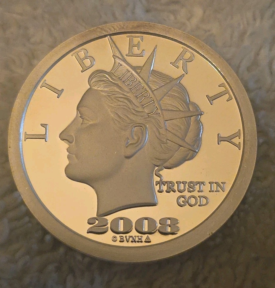 2008 American Liberty Dollar $50 .999 Silver 1 oz Proof Partial Blankback