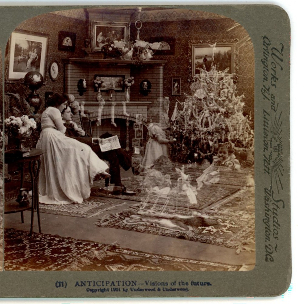 Spirit Children & Christmas Tree Visions of the Future Underwood Stereoview