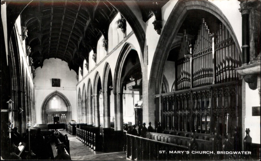 RPPC St. Mary's Church Bridgwater Somerset England ~ vintage photo postcard