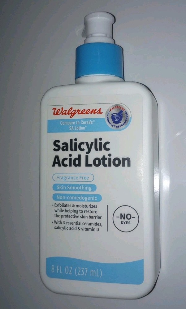 Walgreens 8 oz Salicylic Acid Lotion Fragrance-Free Compare to CeraVe SA Smoothing-image