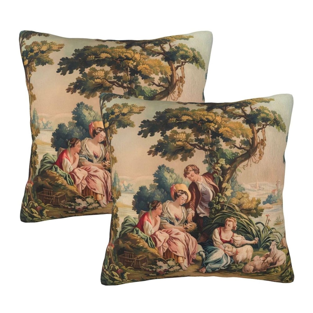 Antique French Country Tapestry Print Throw Pillow Covers Set of 2 Pillowcase...