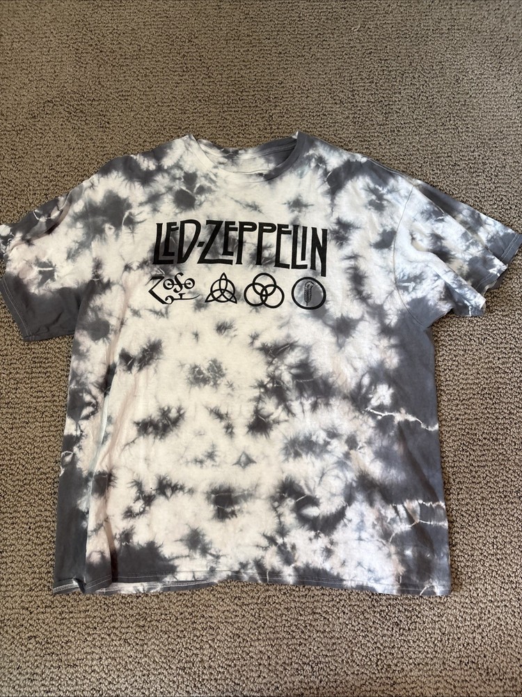 Led Zepplin Graphic T-Shirt Size 2XL Tie-Dye Band Tee Rock Music Short Sleeve