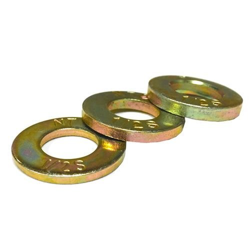 (50) 7/16 Grade 8 Hardened SAE Flat Washers Zinc Yellow