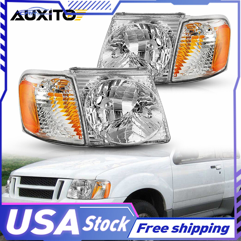 Sport Trac Corner Headlights Headlamps Chrome For Left+Right 01-05 Ford Explorer