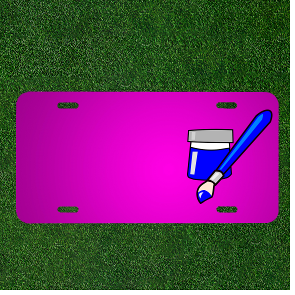 Create Your Custom Car License Plate with Paint Brush Blue and Add Names