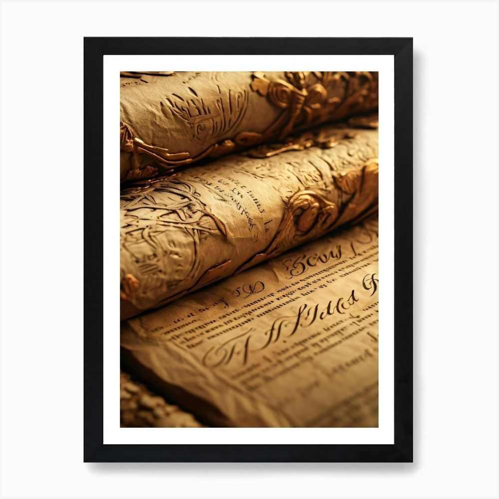 Golden Scrolls Art Print Framed Wall Art Poster Canvas Print Picture