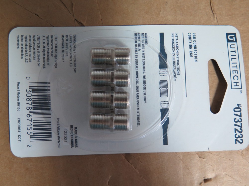 UTILITECH RG6 4-Pack Coaxial Extension Adapter for Satellite and Cable
