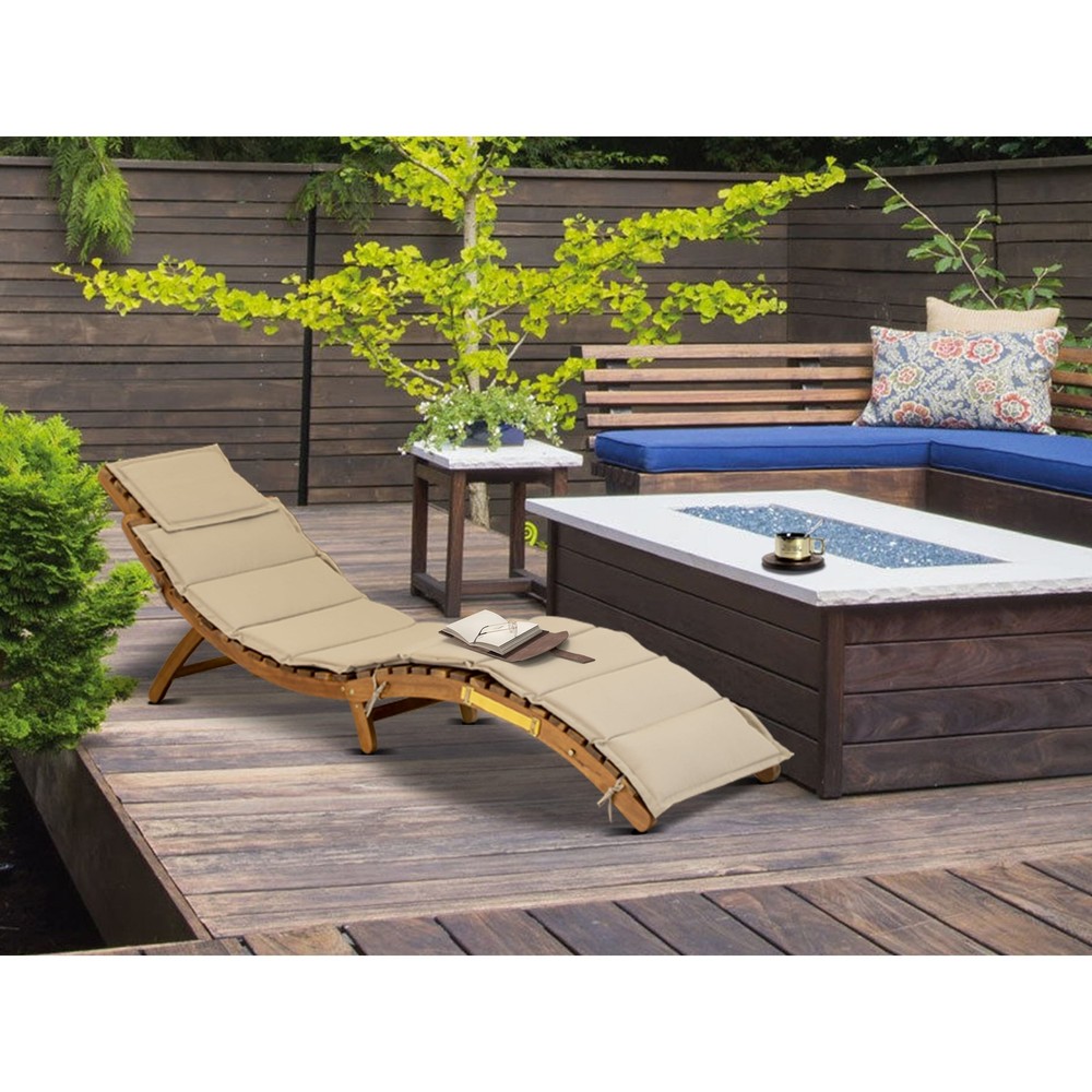 East West Furniture Helena Patio Chaise Lounge for Outdoor Relaxation  