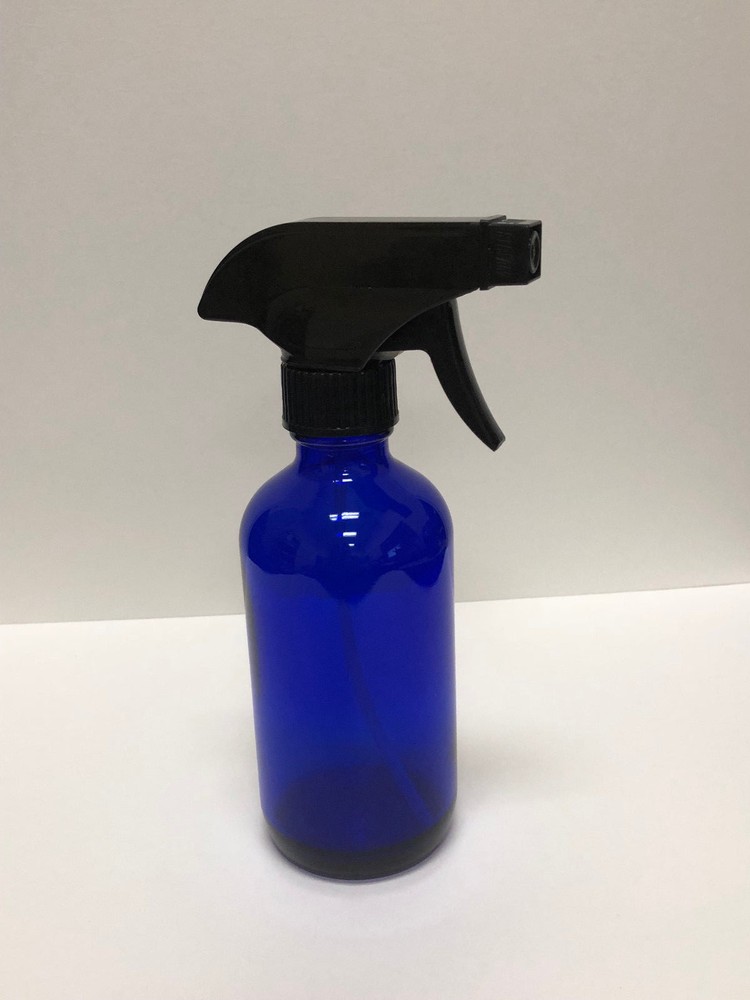 8oz Large Cobalt Blue Boston Glass Bottles with Black Trigger Sprayer- 1 pack