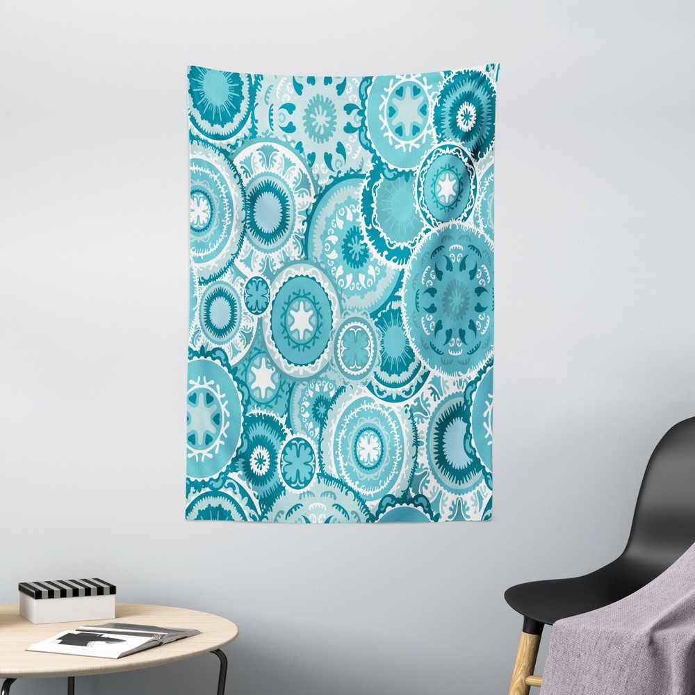 Aqua Tapestry Ethnic Mandala Round Print Wall Hanging Decor