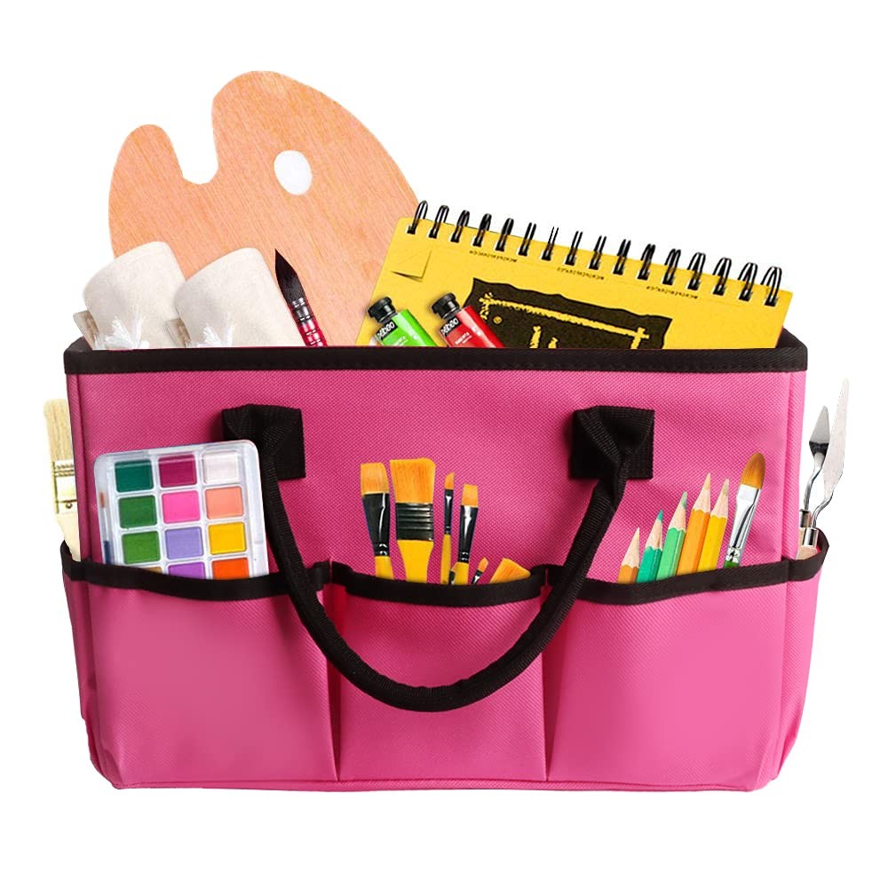 Desktop Tote Stock Organizer Multiple Pockets Teacher Helper Craft Bag Pink