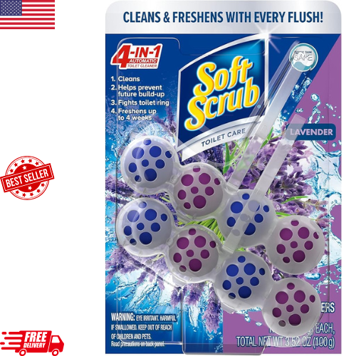 4-in-1 Rim Hanger Toilet Bowl Cleaner, Lavender, 2 Count