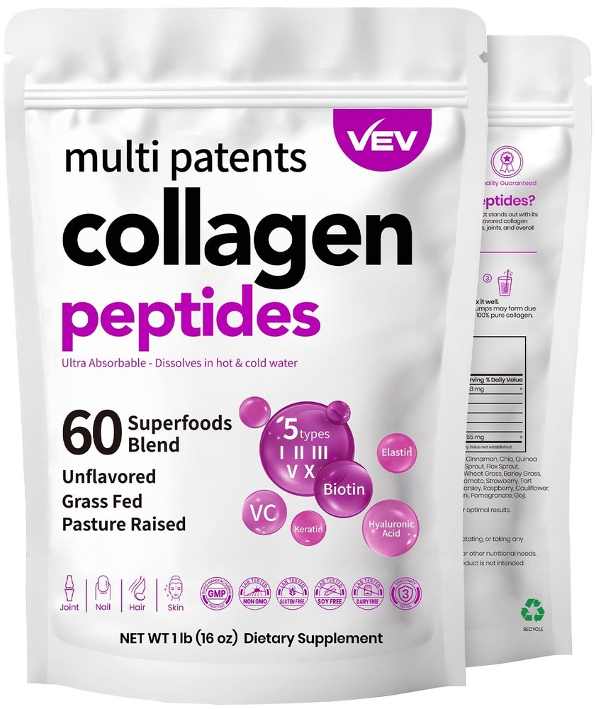 Hydrolyzed Collagen Powder 16oz with Vitamin C Biotin for Women Unflavored