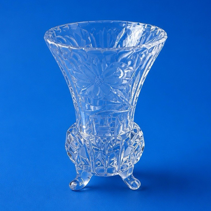 Unmarked Clear Cut Glass Floral Vase 6