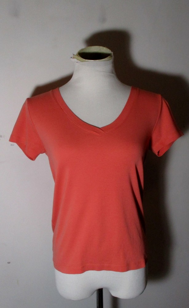 J. CREW Pink Salmon Short Sleeve V-Neck Top Size S