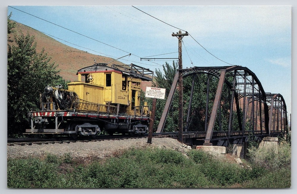 Yakima WA Oldest Locomotive Naches River Pegram Truss Bridge 1983 Postcard