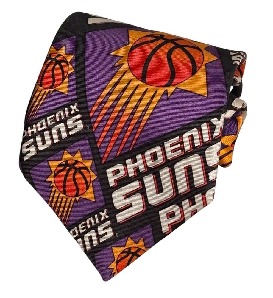 Vintage Phoenix Suns Necktie Tie 90s Silk Ralph Marlin RM Style Logos NBA
