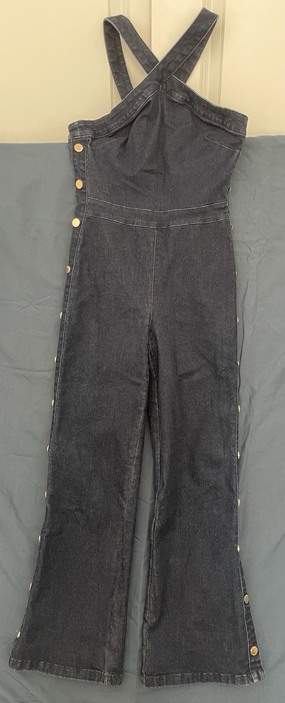 GUESS Halter Jean Jumpsuit Size Small Dark Blue Denim