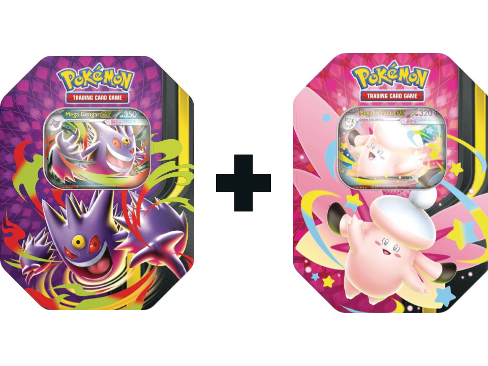 2 Pokemon TCG Mega Moonlit ex Tin Bundle Clefable & Gengar Sealed New