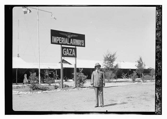 Photo:Gaza Palestine Imperial Airways Hanno Aircraft 1930s Sign Soldier