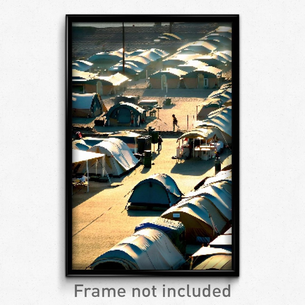 8 Bit Psychedelic Pixel Art Poster - Empty Encampment Trippy Video Game Print