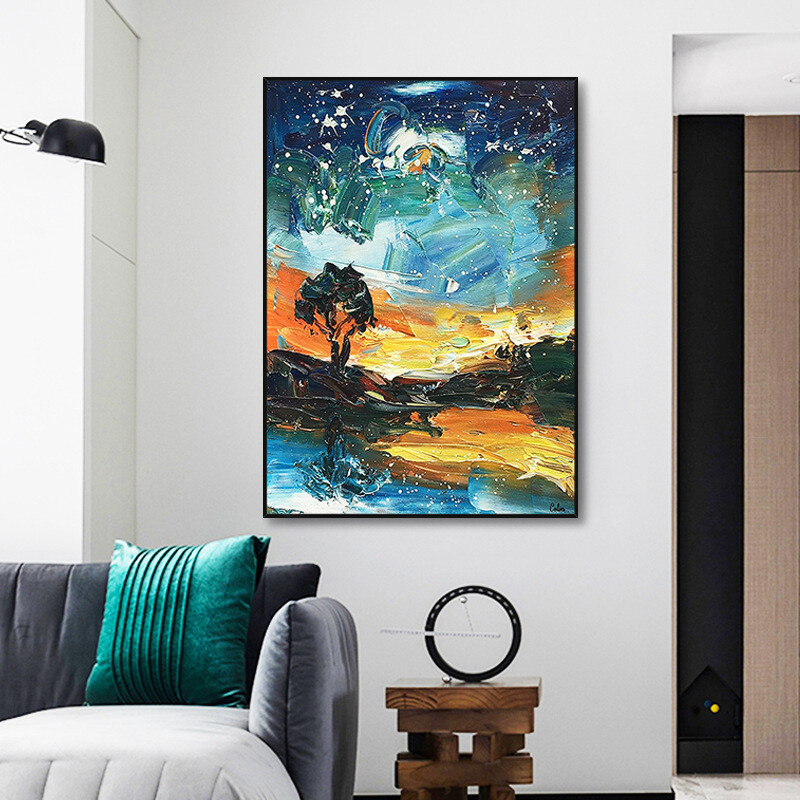 Hand-painted Oil Painting Starry Sky Modern Decoration Painting Home Hanging