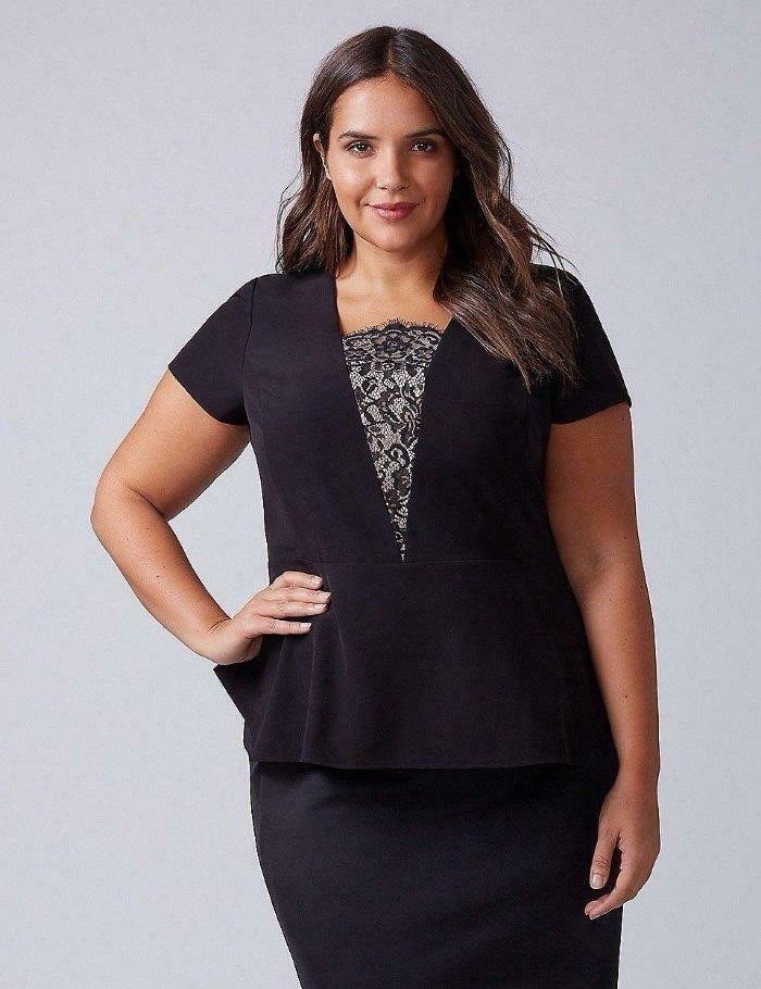 Lane Bryant Women’s Black Lace Peplum Top New With Tags Size 14