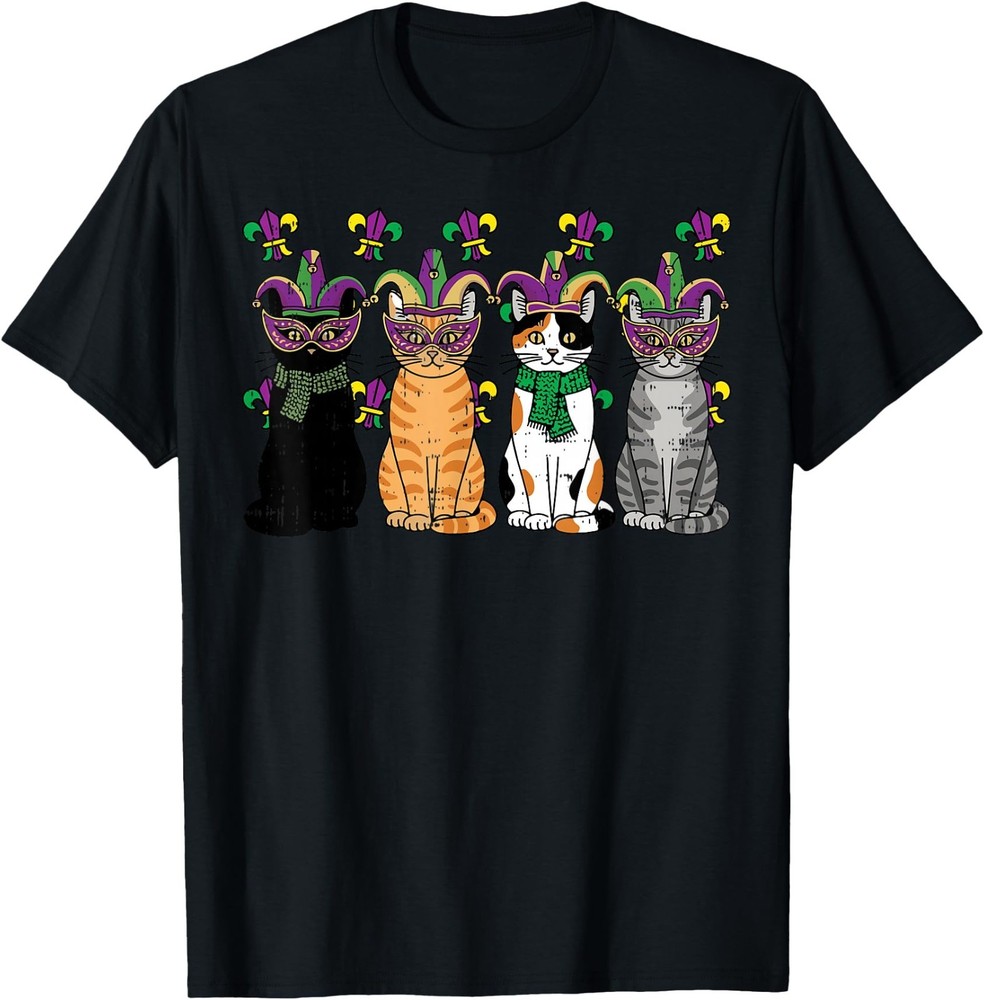 Mardi Gras Cats Fat Tuesday Carnival Kitten Women Men Kids T-Shirt