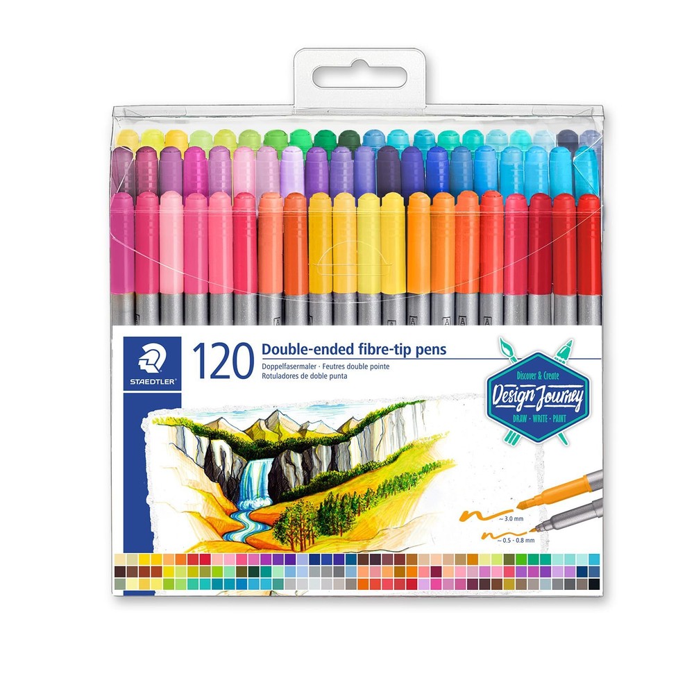 Staedtler Double-Ended Fiber-Tip Pens, Washable Ink, Fine & Bold Writing and ...
