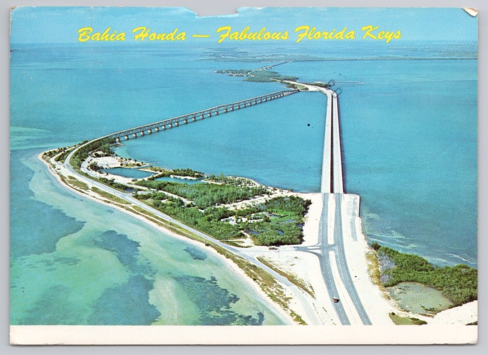 Postcard Bahia Honda Bridge Florida East Coast Railway Miami to Key West c1979