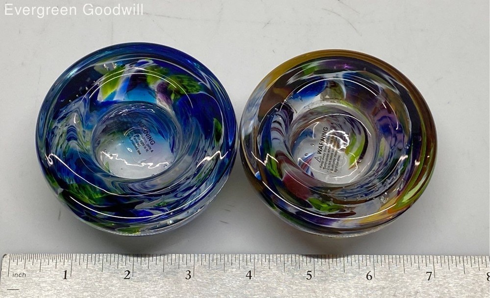 Hand Made Art Glass Candle Holders