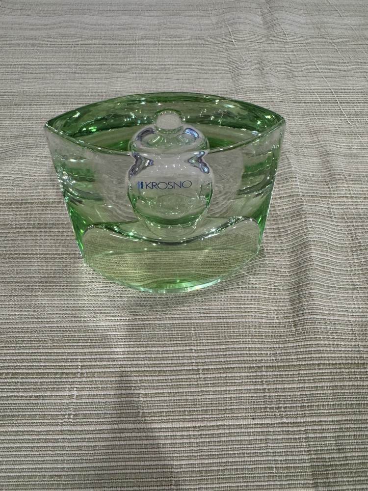 Vintage Krosno Poland Green Bubble Glass Vase
