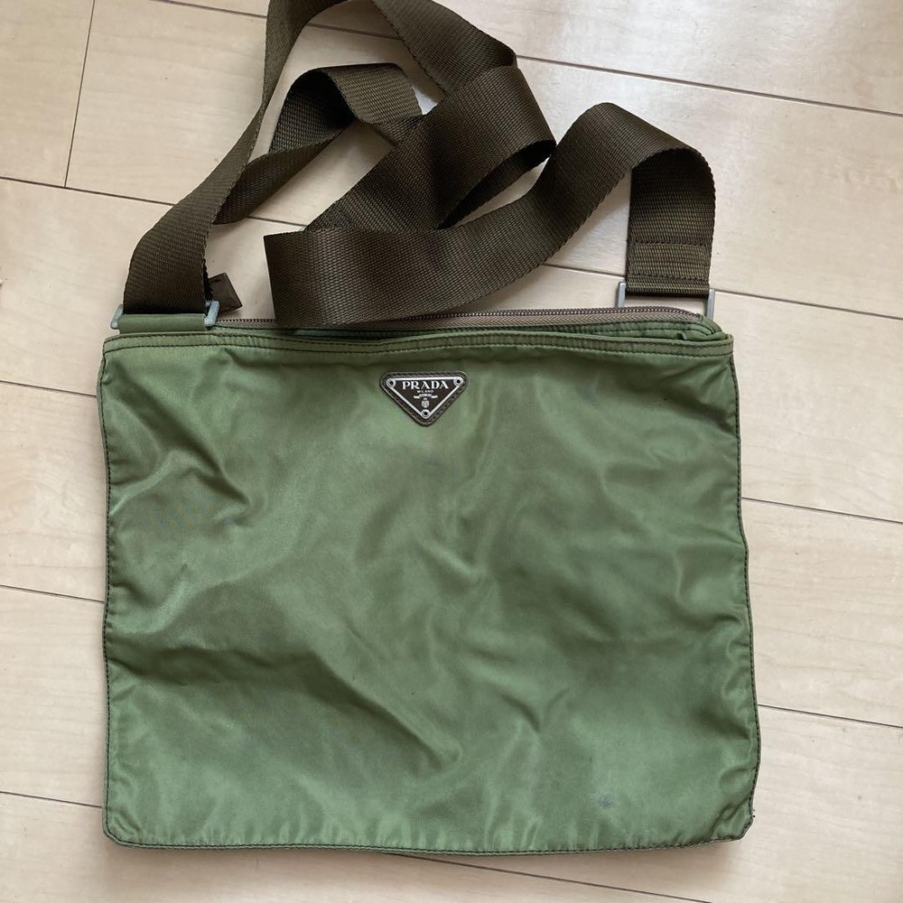 Prada Olive Green Lightweight Crossbody Shoulder Bag Made in Italy