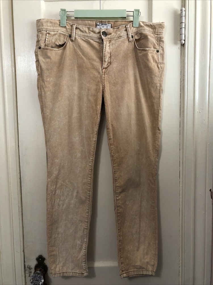 Free People Ankle Corduroy Pants Size 31 Waist Light Brown 5 Pocket Low Rise
