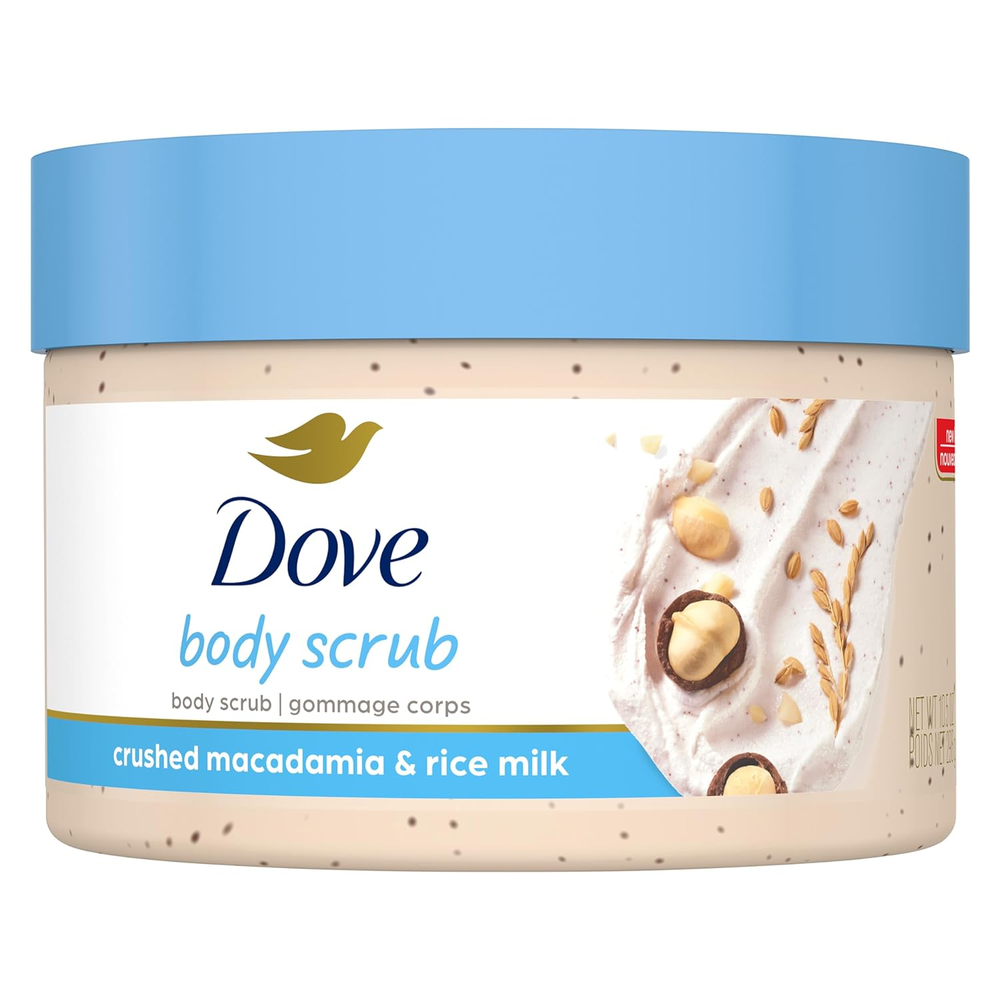 Dove Macadamia & Rice Milk Body Scrub for Visibly Smoother Skin