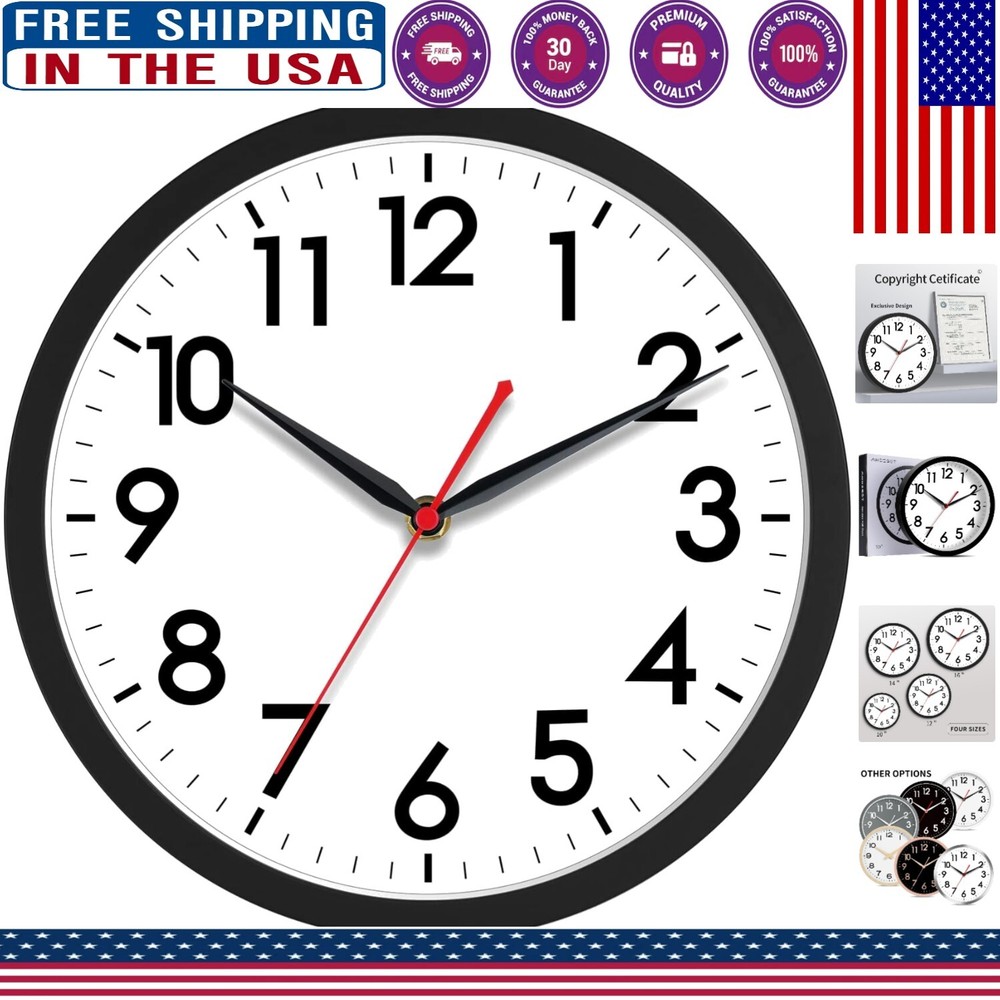 Classic 10-Inch Silent Wall Clock for Home and Office - Easy-to-Read Design