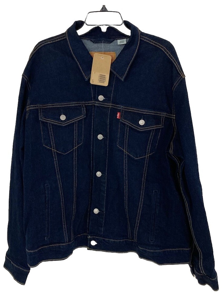Men's Levi's Trucker Jacket Dark Wash Denim Blue Size XL NWT