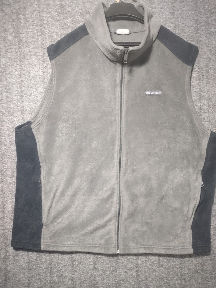Columbia Vest Mens 4X Green Fleece Full Zip Mock Neck Pockets Body Warmer